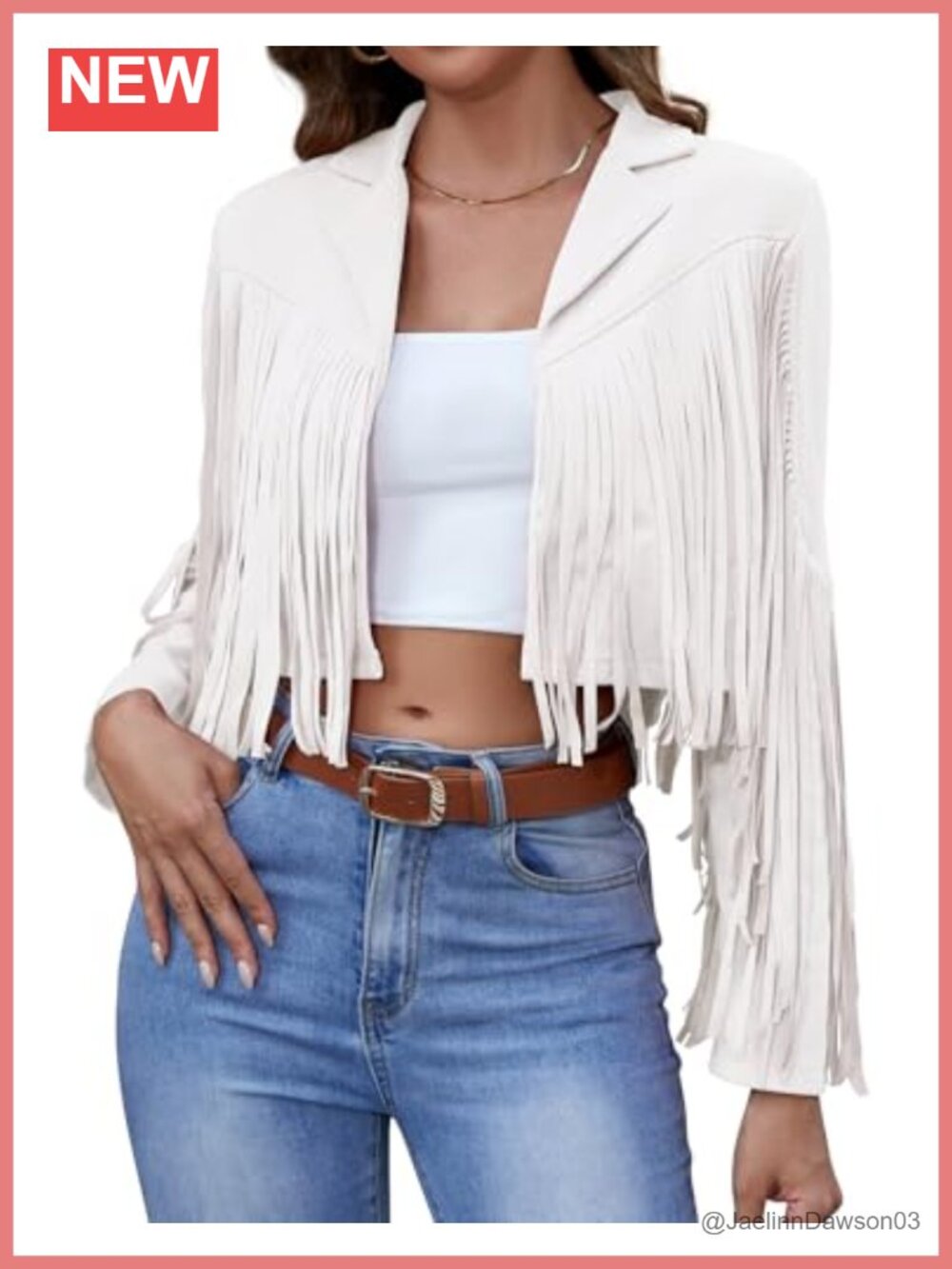 Faux Suede Fringe Cropped Jacket Western Tassel Cowgirl